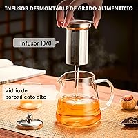 Vista 5 de PARACITY Tetera de vidrio para estufa 550ML, hervidor de té transparente de borosilicato con infusor extraíble de acero inoxidable 18/8, tetera
