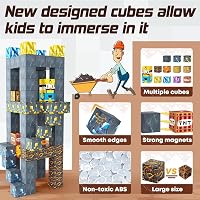 Toylogy Mágneses Építőkockák - 72 db-os Bányavilág Kard Készlet, Kreatív STEM Játék 3+ Éves Gyerekeknek, Kompatibilis 2,5 cm-es Kockákkal 5