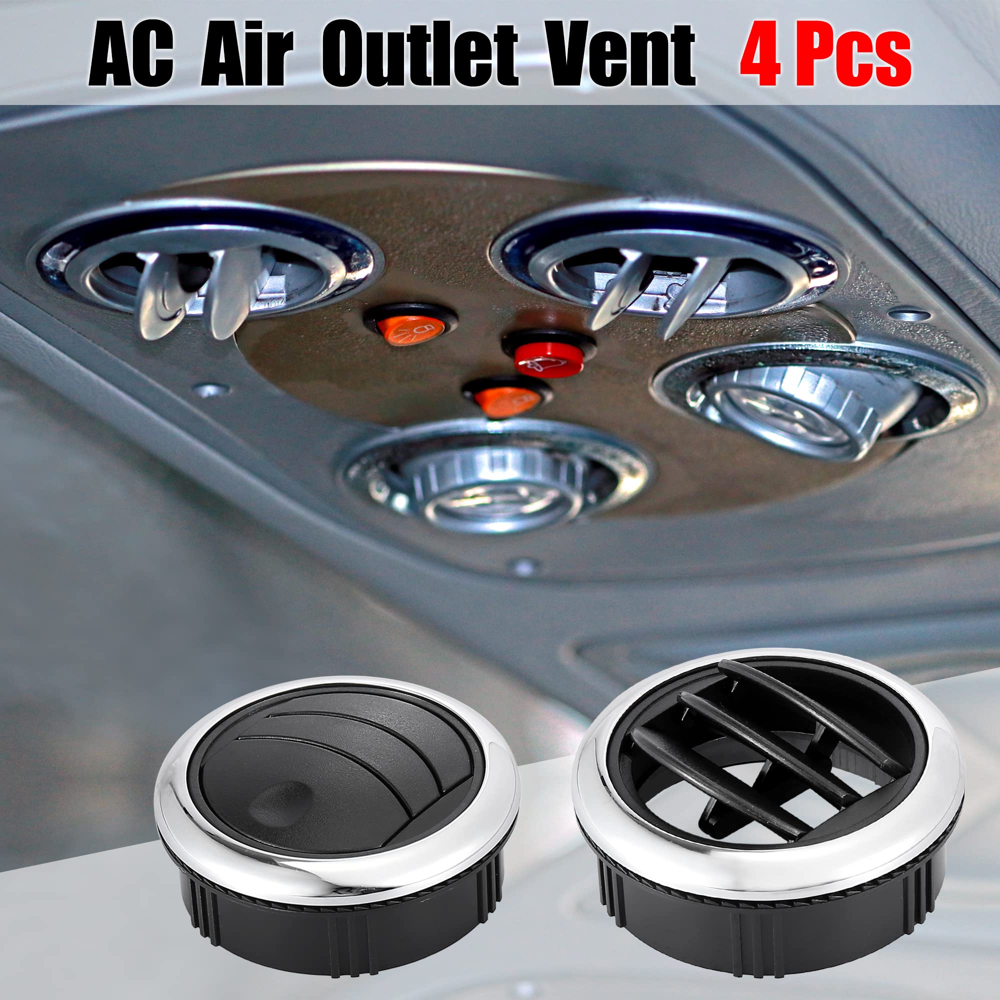 Amazon.com: X AUTOHAUX 4Pcs Round AC Air Outlet Vent Louvered Dashboard  Electroplate Knob for RV Bus Boat Yacht Caravan 87mm 75mm : Automotive