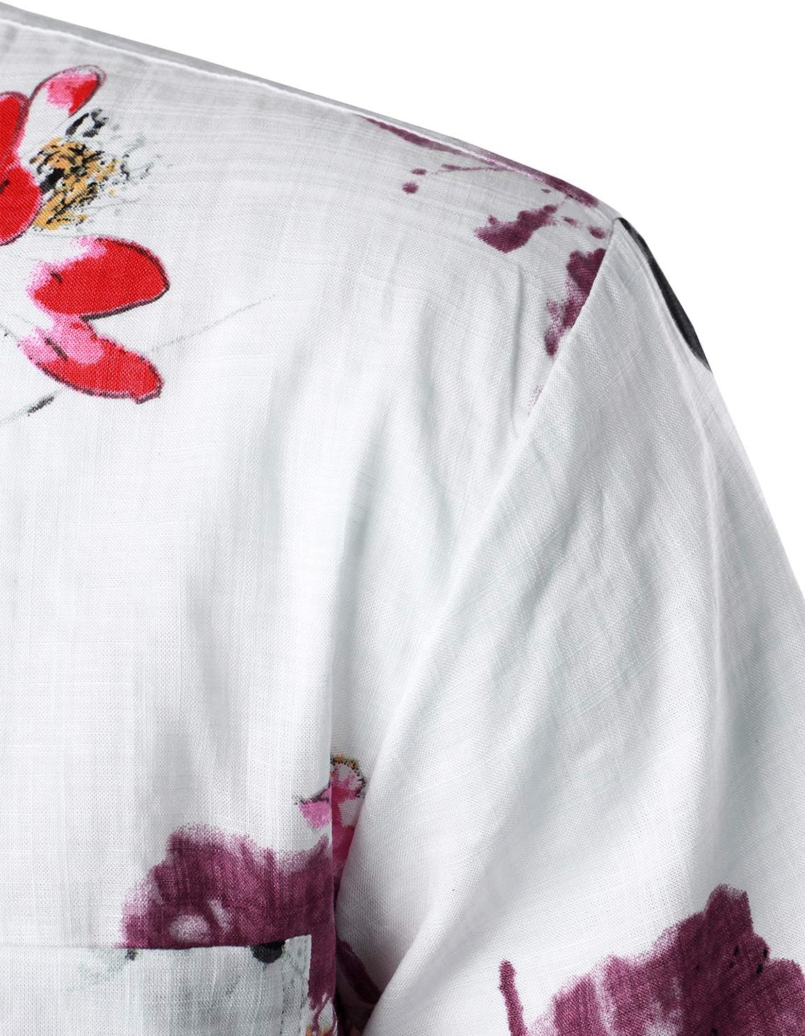 JOGAL Men's Flower Short Sleeve Button Down Hawaiian Shirt - Image 5