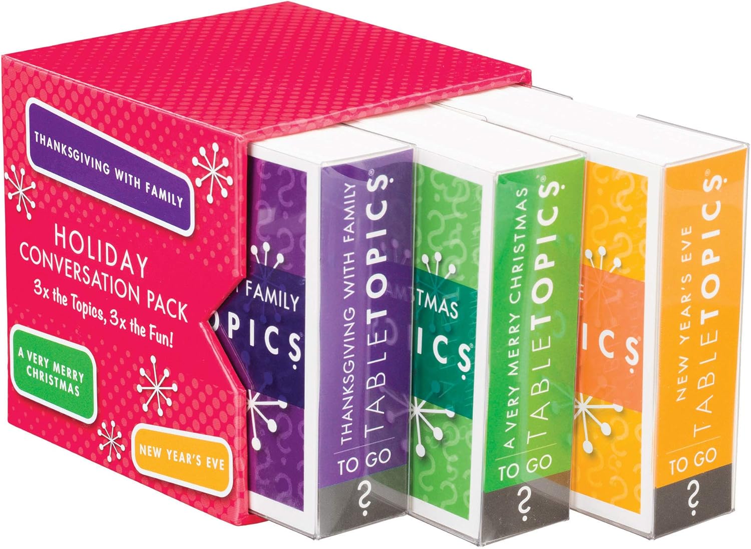 TableTopics Holiday Conversation Pack for Families, 120 Festive Conversation Cards for Thanksgiving, Christmas, & New Year's Eve, Family Bonding Game