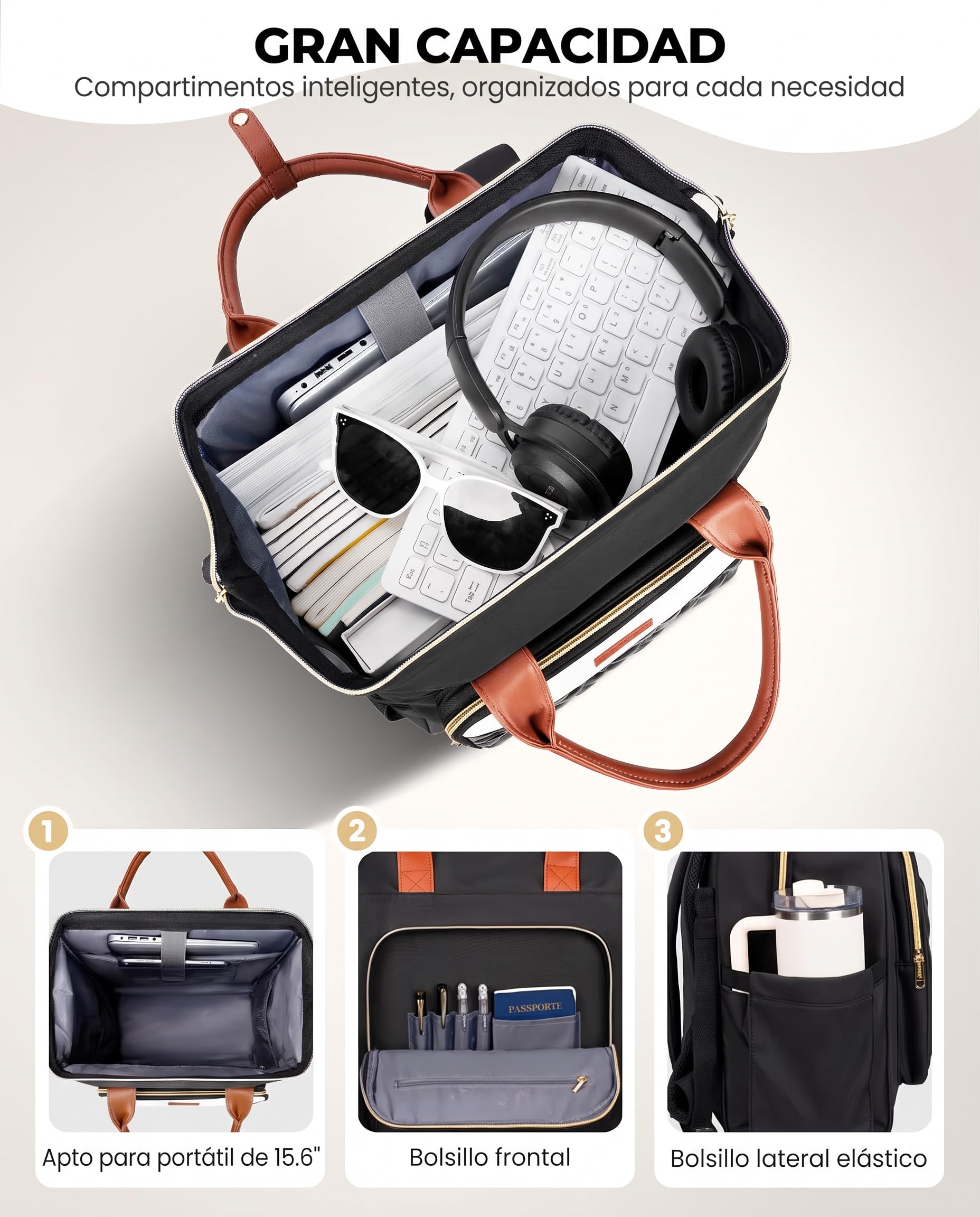 Ytonet Mochila con Ruedas Mujer, Mochila Ruedas con Trolley Desmontable