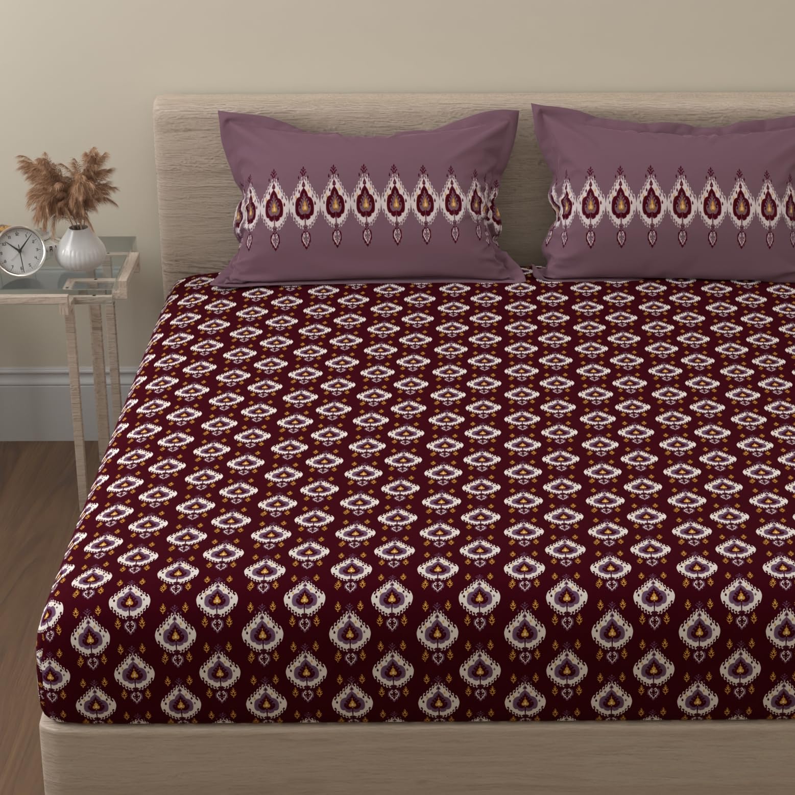 Huesland Cotton Fitted Sheet - Single Bed, Paisley Design -10