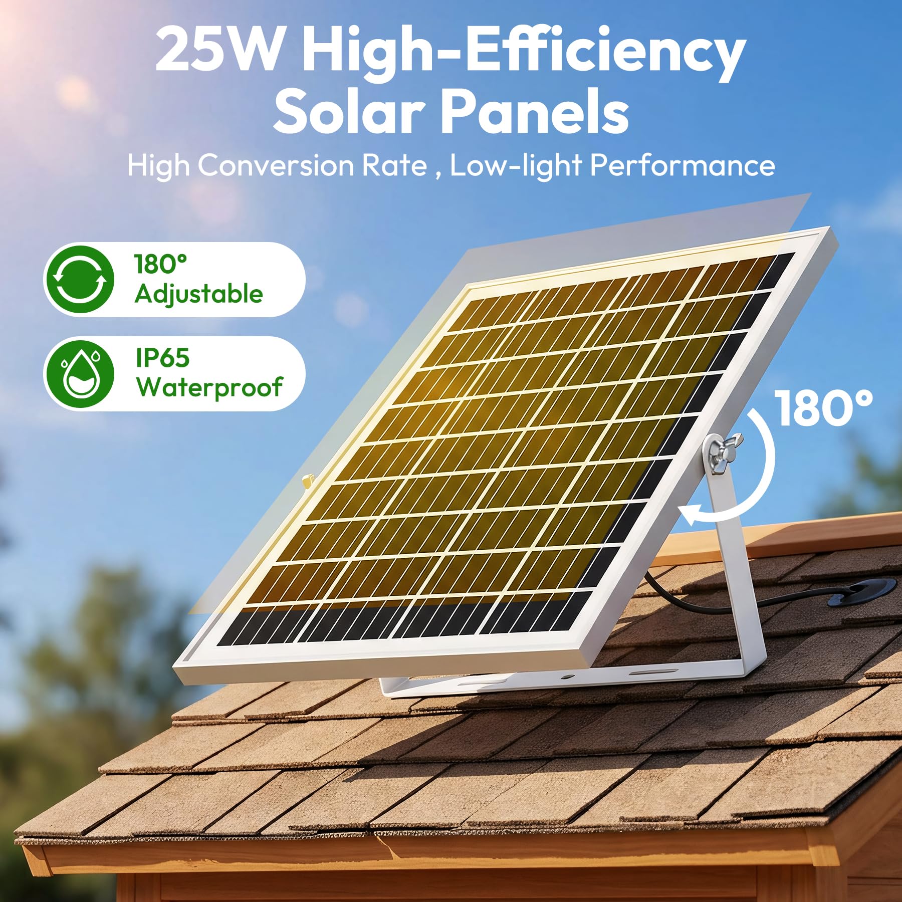 Innoland Solar Fan for Chicken Coop, IP65 Waterproof Solar Powered Fan with Battery & 25W Solar Panel, Solar Exhaust Fan with Sensor for Greenhouse | Pet House | Tool Shed | Garage Air Ventilation - 5