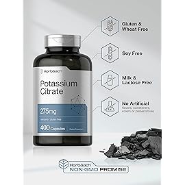 Horbach Potassium Citrate Supplement 275 mg | 400 Capsules | Non-GMO, Gluten Free