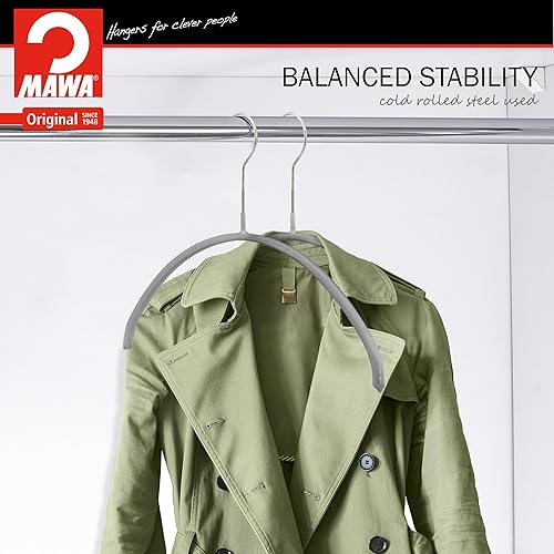Miniatura 6 de Mawa Perchas estrechas pequeñas de acero con revestimiento antideslizante, para camisas, blusas, vestidos, chaquetas ligeras, gancho giratorio de