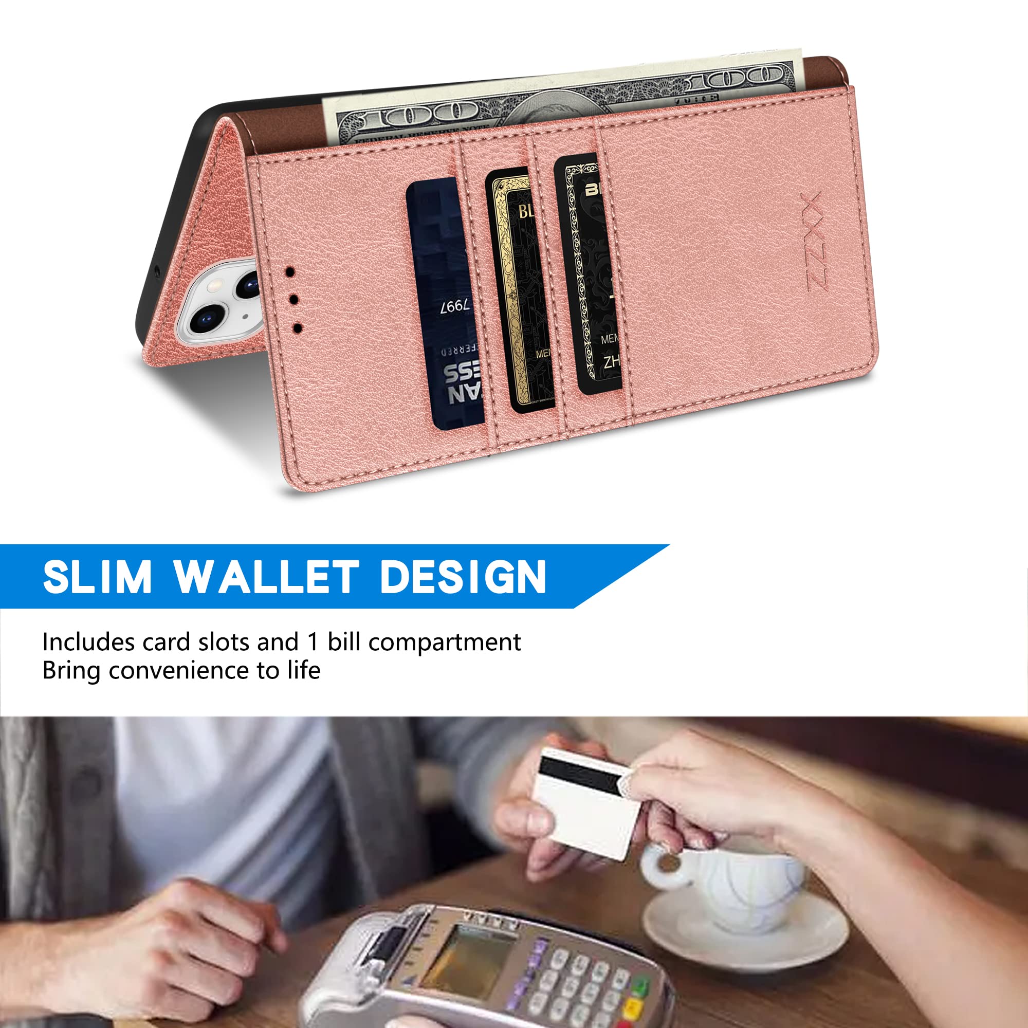 ZZXX Wallet Case Für IPhone 14 Pro – Mit RFID-Schutz, Kartenfach & Standfuß