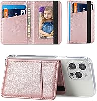 Vista 9 de Funda tipo cartera para teléfono, tarjetero para la parte posterior del teléfono, funda de piel con tapa compatible con iPhone, Samsung Galaxy