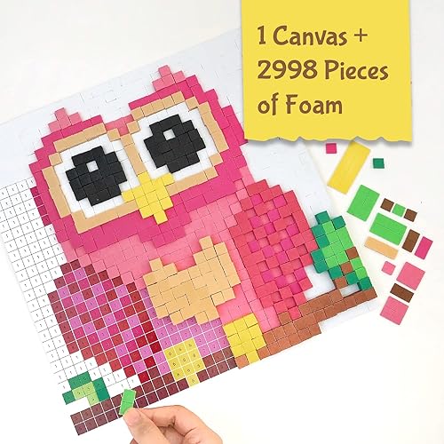 Miniatura 2 de STICK 'N' STACK jackinthebox - Artes y manualidades de mosaico para niños con calcomanías de espuma 3D, diseño de búho, kit de manualidades para