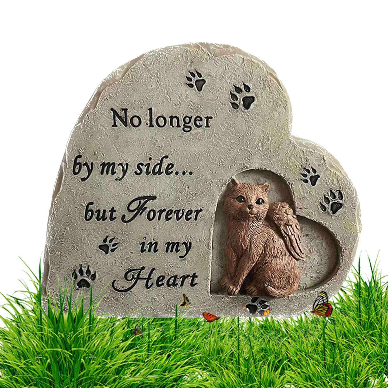 Hugsweet Piedras conmemorativas para Mascotas Gato, Piedra de jardín para Gatos en Forma de corazón, Piedra de jardín para Gatos, lápidas para Gatos Resistentes a la Intemperie de Res, Regalos
