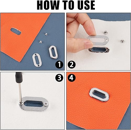 Miniatura 7 de GORGECRAFT 12 piezas de ojales ovalados atornillados de metal con arandelas juntas, grillete, anillos de extremo de bolsa, conectores de asa de