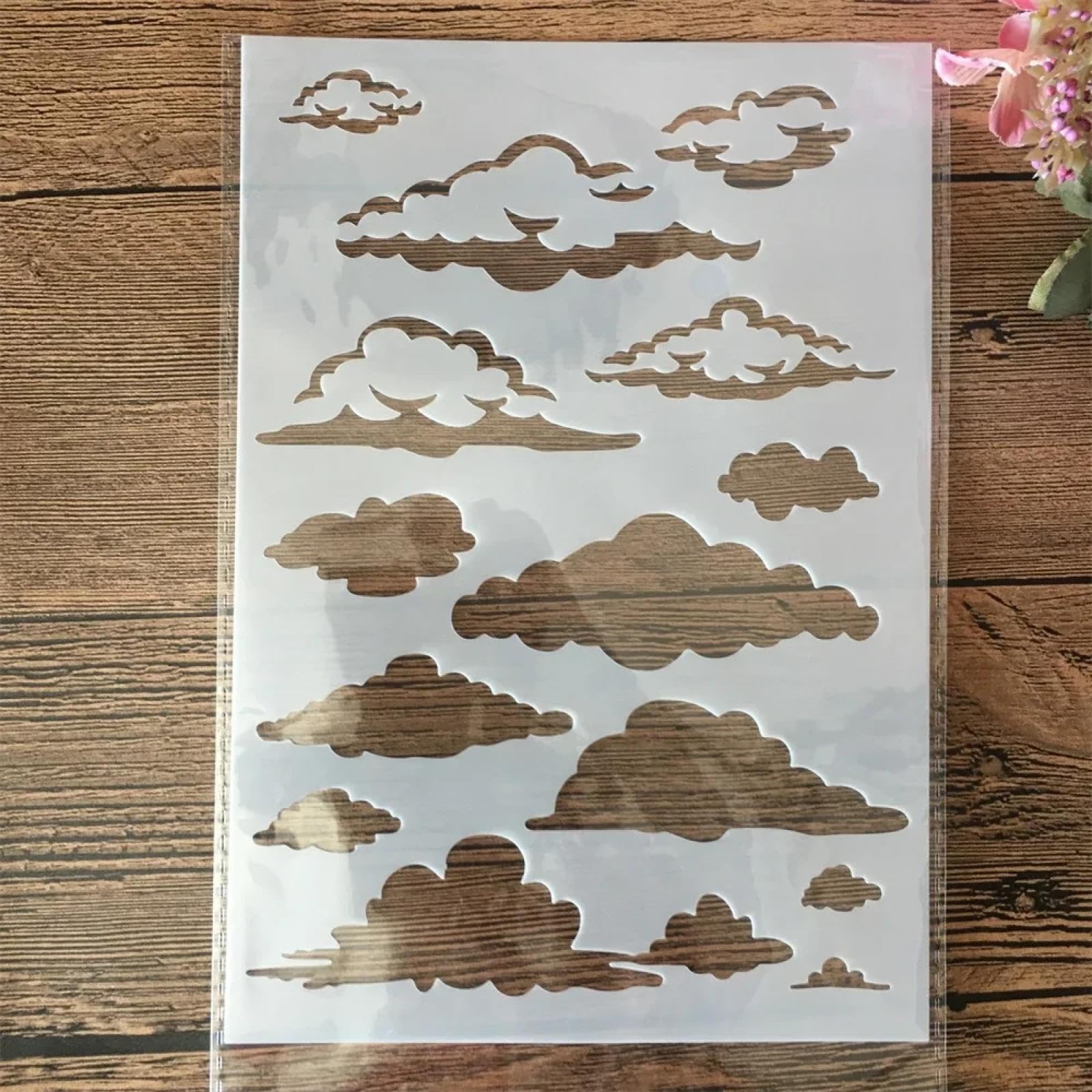 Pochoirs réutilisables peinture 21 cm souples et lavables motif nuage