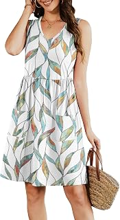 Summer Sleeveless Casual Dresses with Pockets for Women Beach Vacation Coverup (S-3XL)