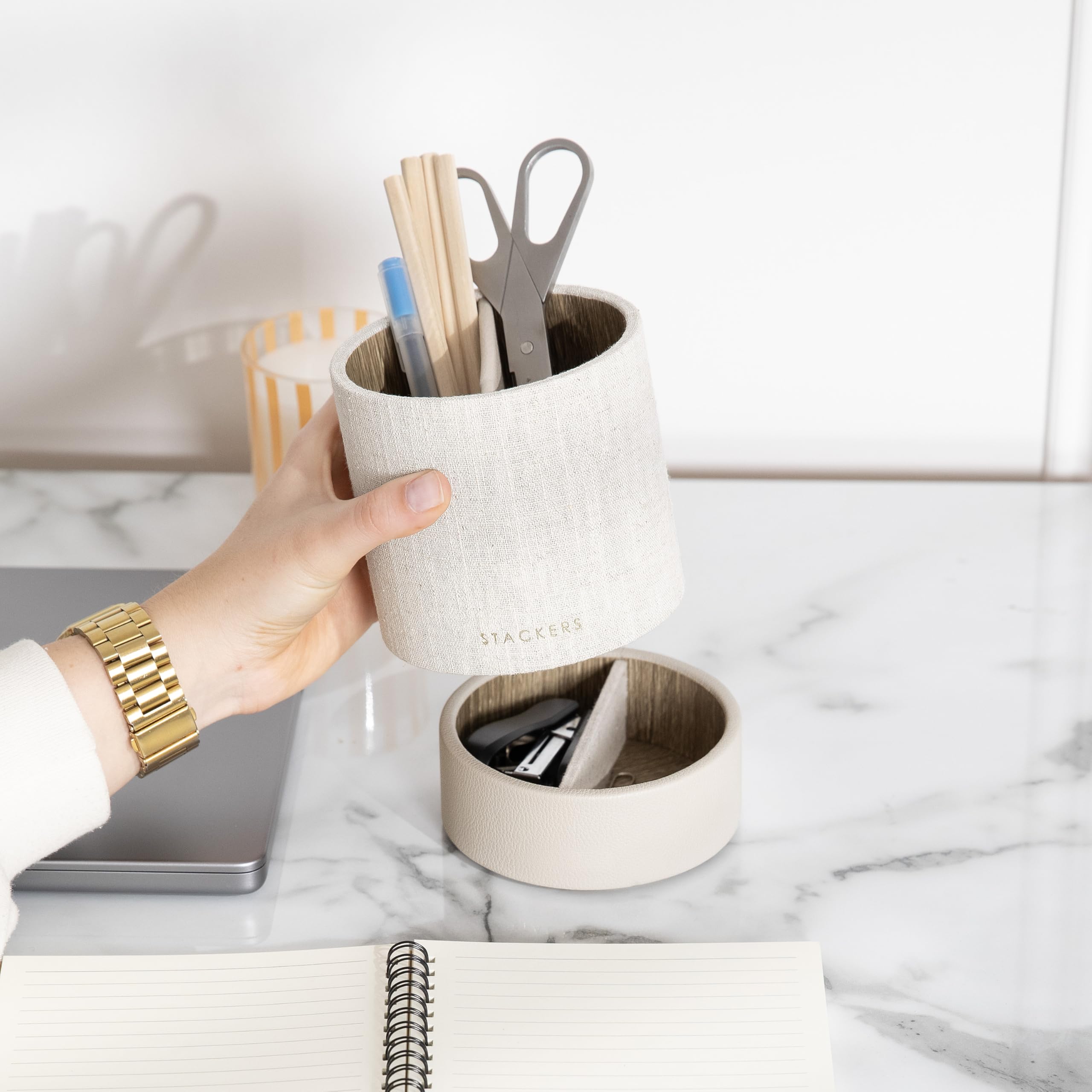 Stackers Oatmeal & Linen Pen Pot - Image 2