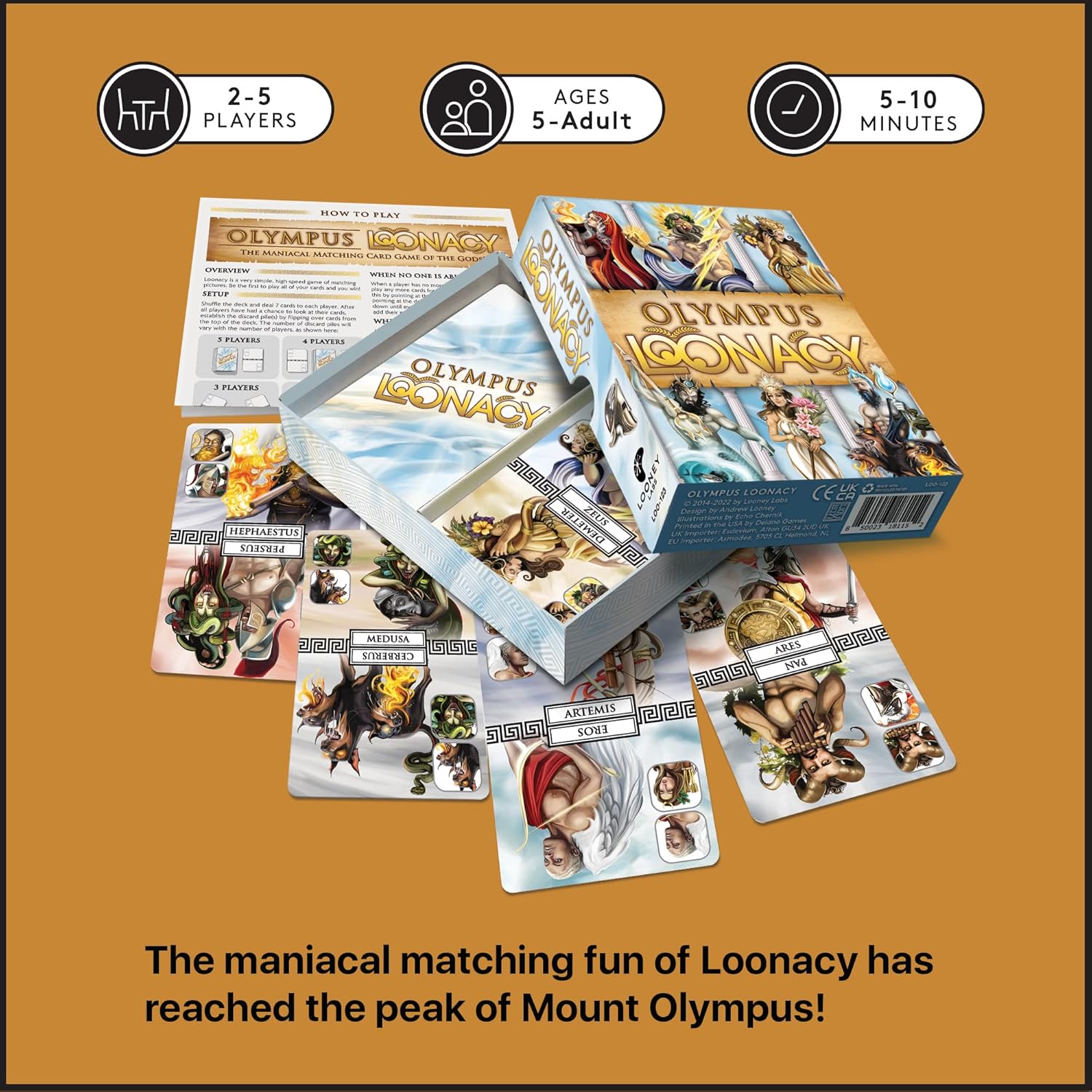 Looney Labs Olympus Fluxx – Greek Mythology Card Game with Ever-Changing Rules & Stunning Art