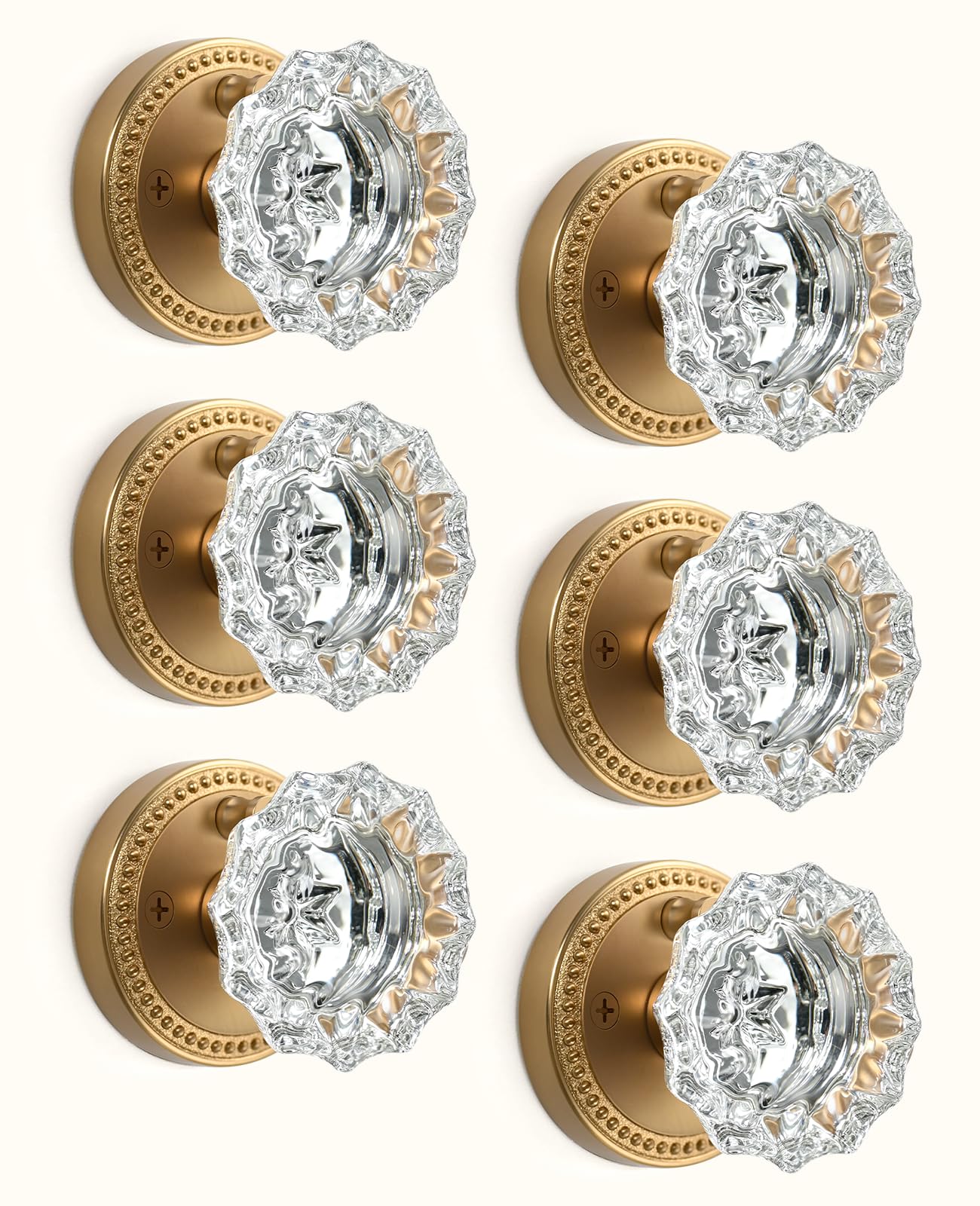 Photo 1 of Asidrama 6 Pack Champagne Bronze Privacy Crystal Door Knobs