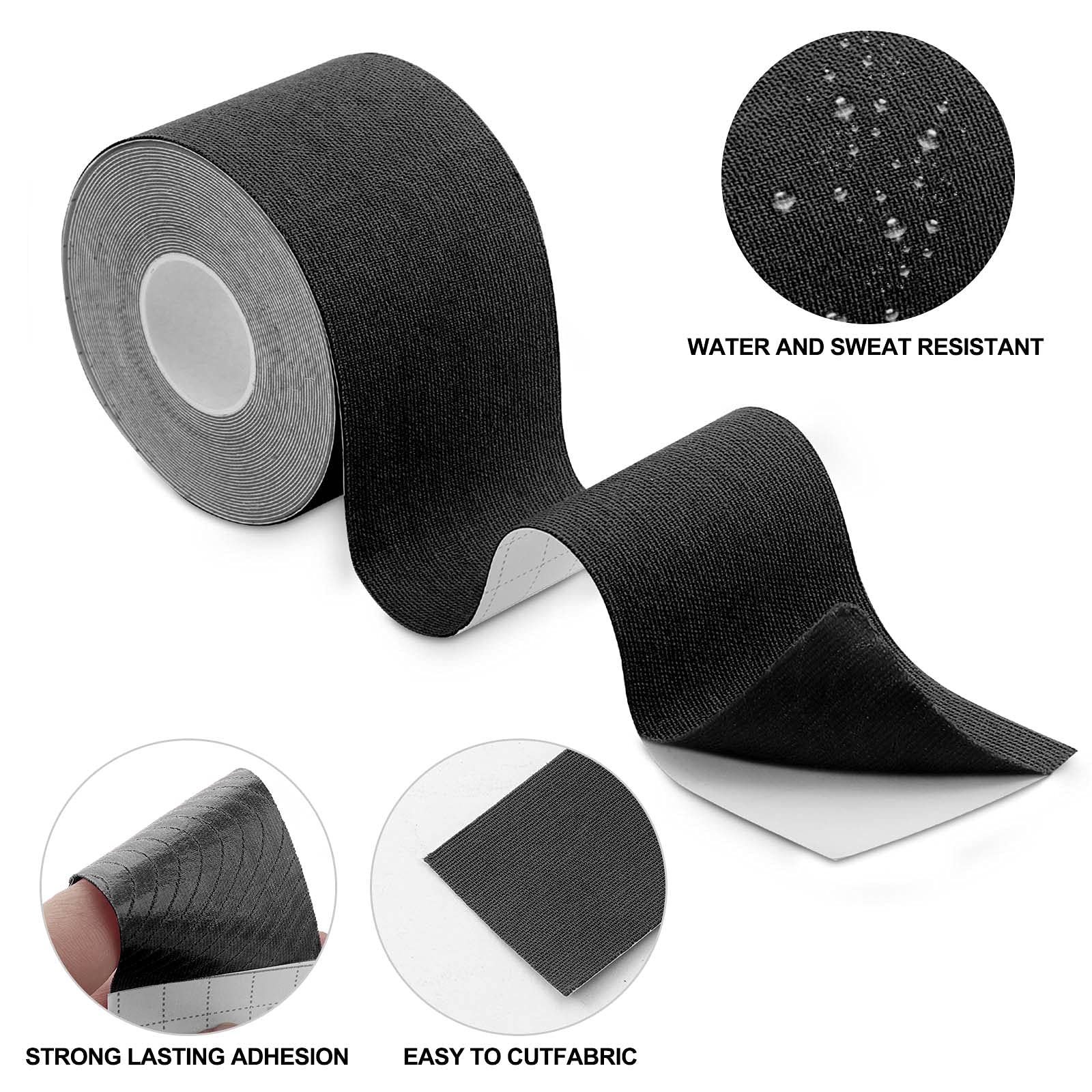 FOU Kinesiologie-Tape, kinetisches Tape, wasserdicht, athletisches Sport-Tape, Physio-Tape für Knie, Schulter, Knöchel, Ellenbogen, Schmerzlinderung, Gelenkunterstützung und Erholung, ungeschnitten