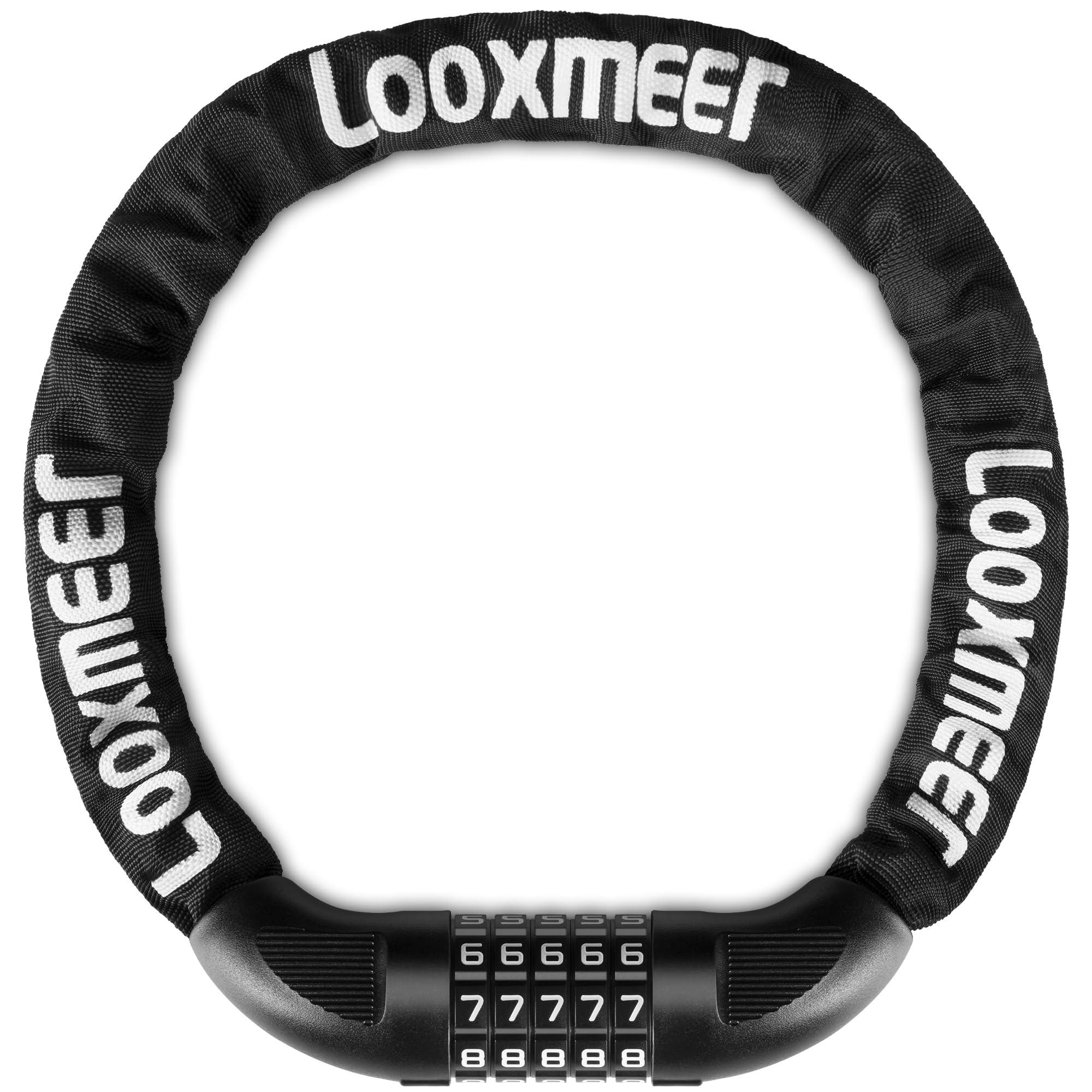 Looxmeer Fahrradschloss, Hohe Sicherheitsstufe 10 Zahlenschloss Fahrrad 90cm, Stark Fahrrad Kettenschloss 8 mm, Zahlen Code Kombination Schloss für Motorrad Roller Tür Tor Zaun Grill, 12 Farben