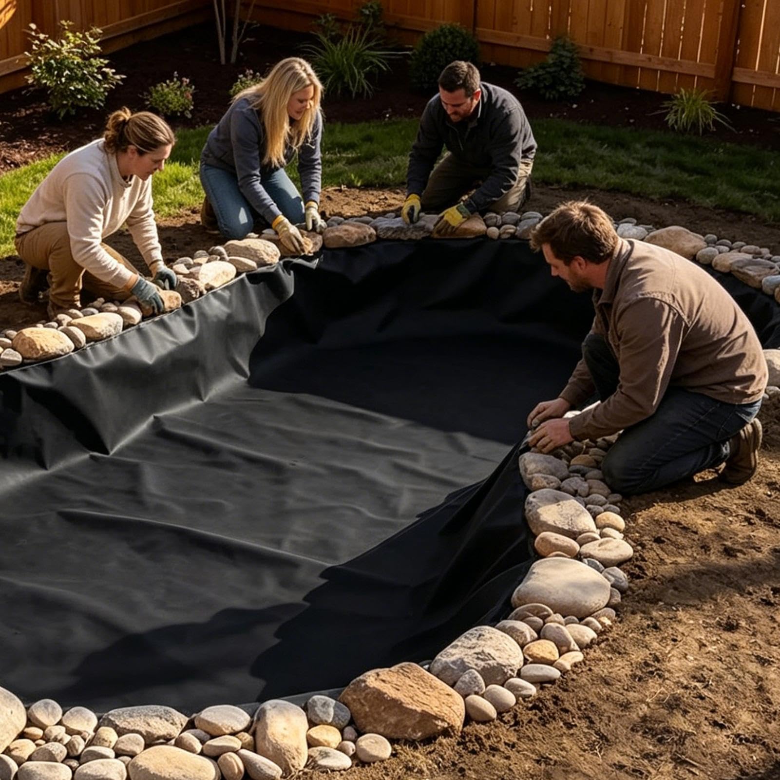 Podkład Pod Folię Do Oczka Wodnego Odporna Na Przebicie Tkanina Kwadratowa | Filc Podkładowy Pod Folię Do Stawu Rybnego Do Ogrodów, Podwórek, Wodospadów, Fontann, Dla Domów, Ogrodników I Architekt