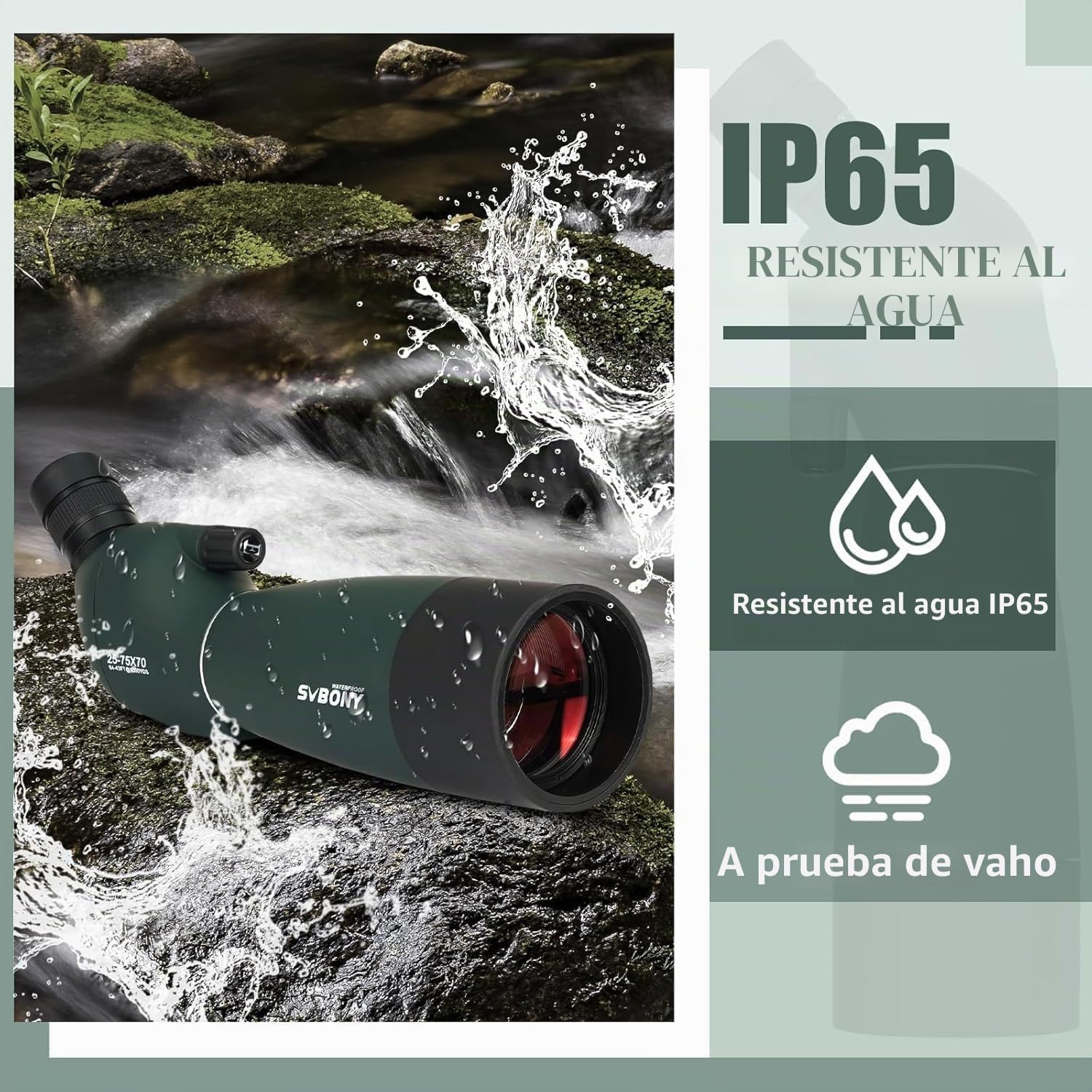 Svbony SV28PLUS Telescopio Terrestre 25-75x70 mm BAK4 FMC Visores Controlador Inalámbrico