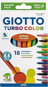 Giotto Turbo Color 36 Pennarelli Punta Fine 2.8mm Lavabili Colori Intensi