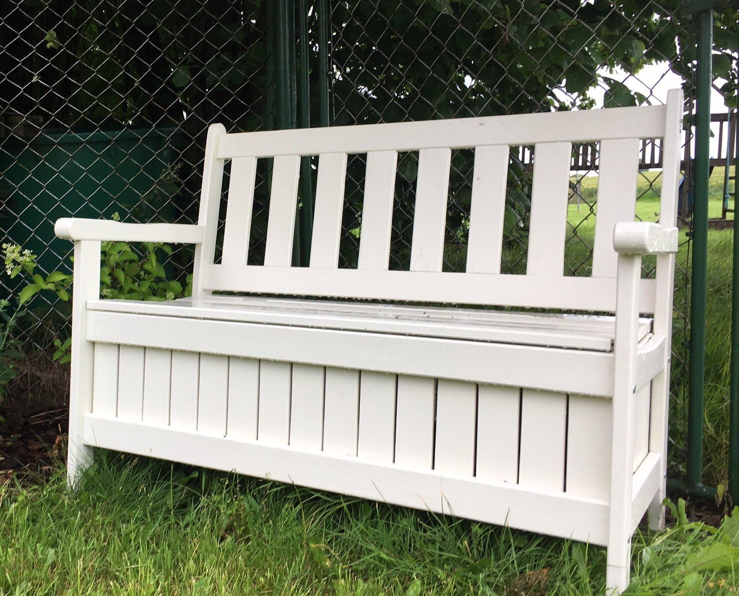 High Quality Wooden Bench with Cushion Storage Chest, Cream, B114 T56 x H89 cm