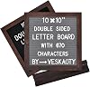 Double Sided Felt Letter Board with 670 Letters, Numbers & Symbols - 10 x 10 inch Changeable Message Board with Wooden Frame Upgraded Wooden Sorting Tray, (Black & Gray Board & Wood Frame)