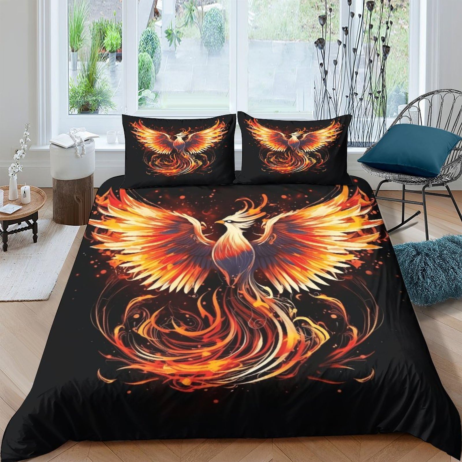 Parure de lit phénix avec impression 3D haute définition en tissu microfibr