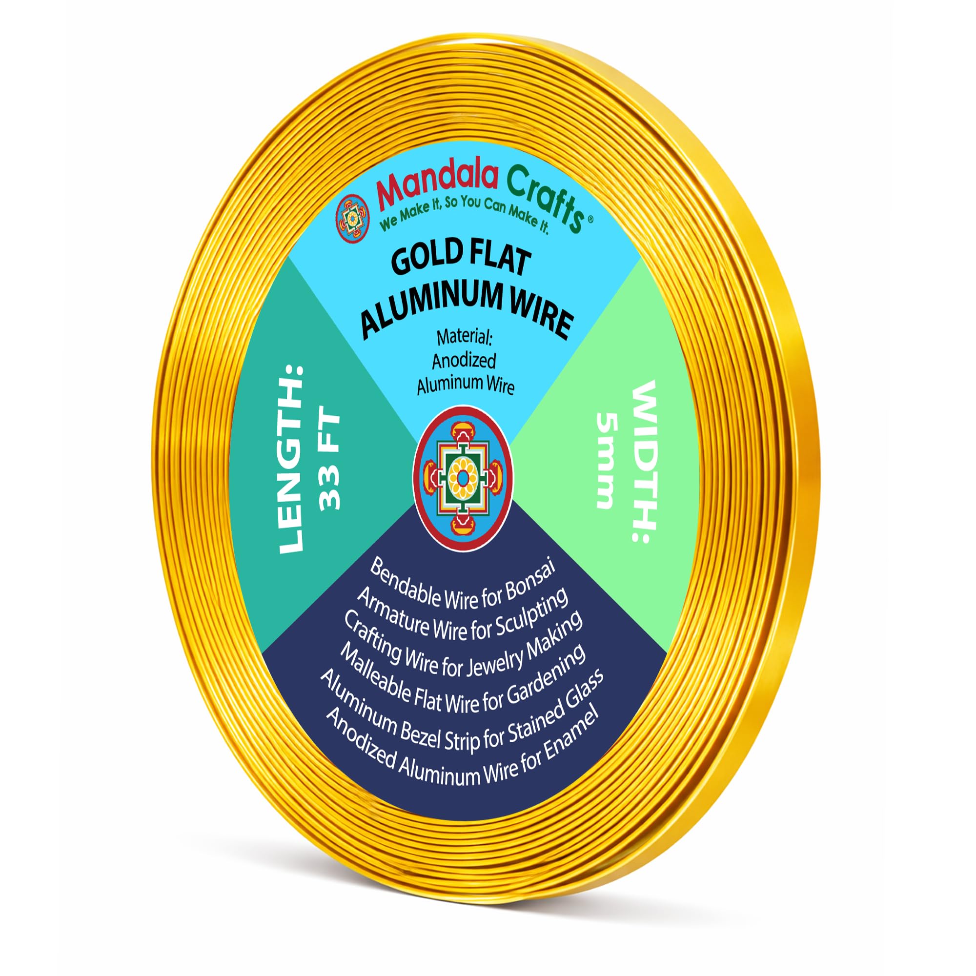 Mandala Crafts 5mm Gold Tone Flat Aluminum Crafting Wire for Sculpting