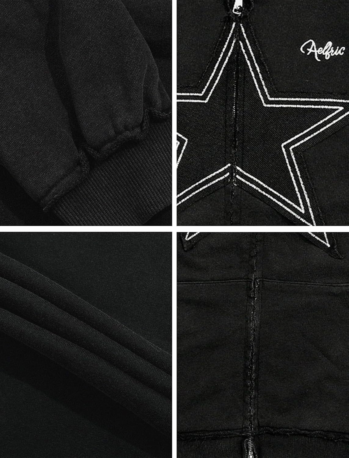 Aelfric Eden Star Zip Up Hoodie Vintage Washed Oversized Graphic Hoodies Streetwear Hooded Sweatshirts Jackets Unisex - Image 5