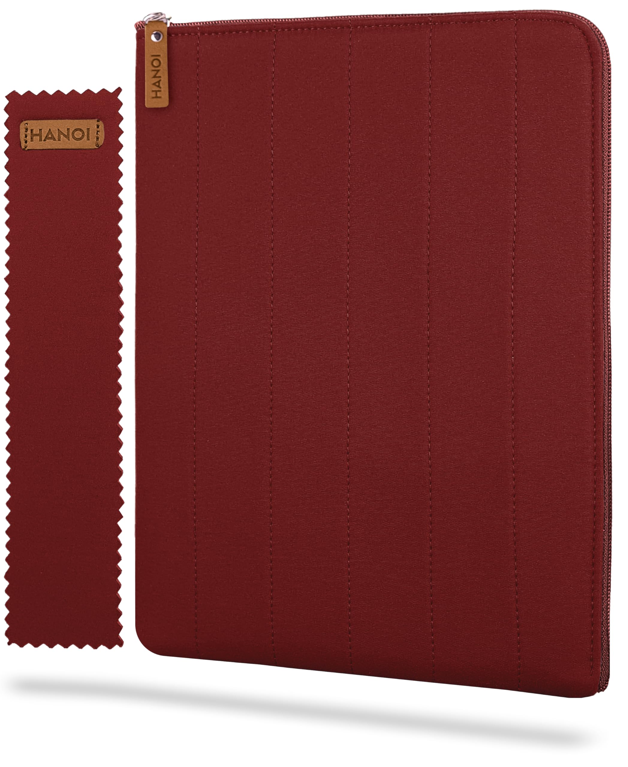 HANOI Collection® Lisboa™ Funda para libros de lectura con cremallera acolchada. Funda de libro acolchada grande. Funda libro grande. Funda protectora de libros de lectura (Rojo oscuro)