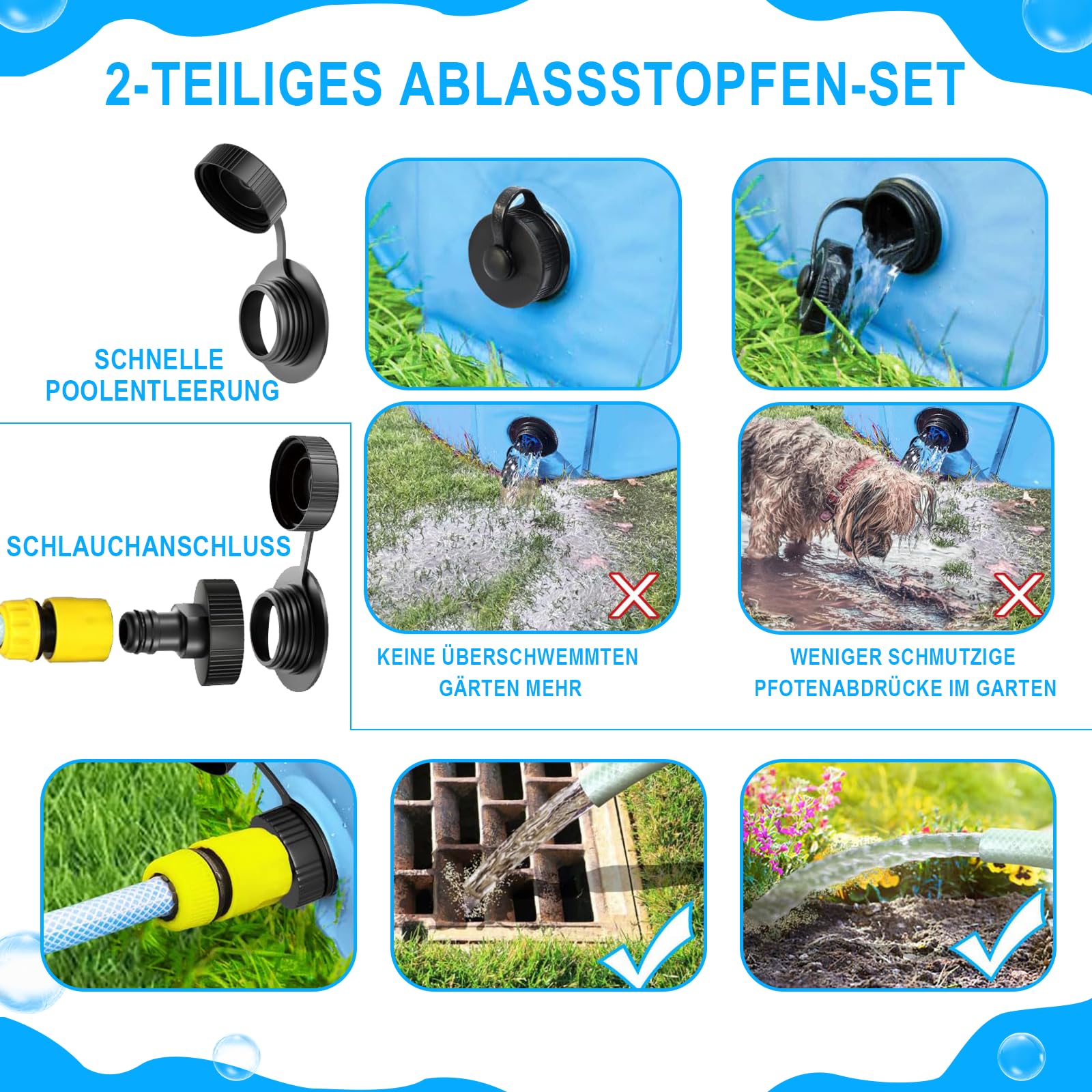 Hundepool fur Große Hunde 160 x 30 cm mit Staubschutz Faltbarer Pool | für Hunde aus PVC Große Hundebadewanne, tragbarer Außenpool, Garten