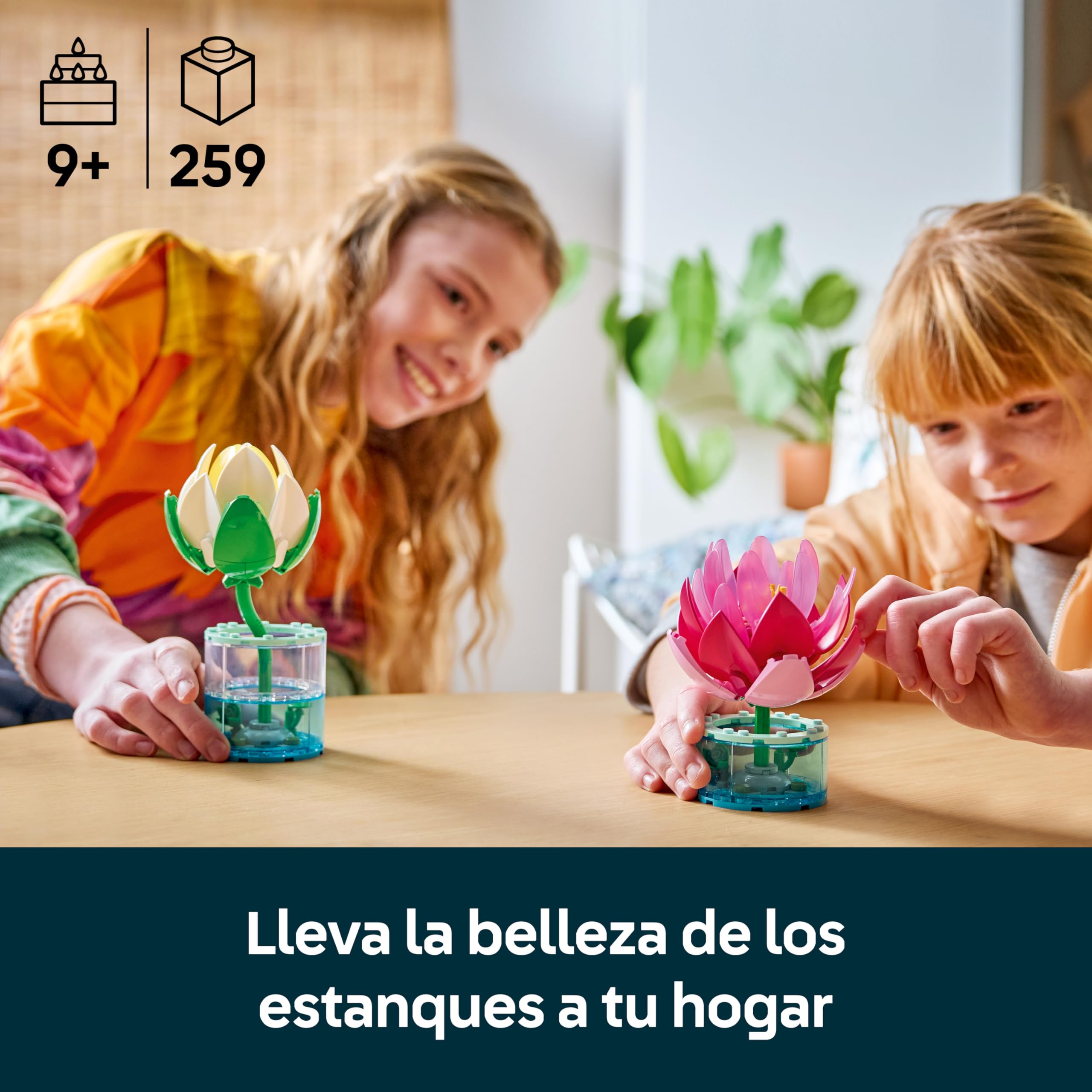 LEGO Botanicals Nenúfares Artificiales – Set de Flores Artificiales con 2 Plantas en Jarrones Transparentes – Kit de Manualidades y Decoración Floral – Regalo para Niñas de 9+ Años y Adultos – 11511