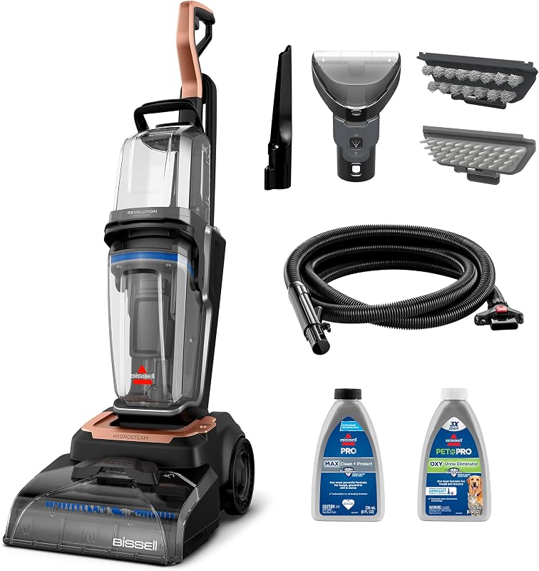 Limpiador de alfombras Revolution HydroSteam, 4123 | tecnología HydroSteam; 4 pulgadas. herramienta autolimpiante para manchas resistentes; fórmulas incluidas; limpiador profundo vertical