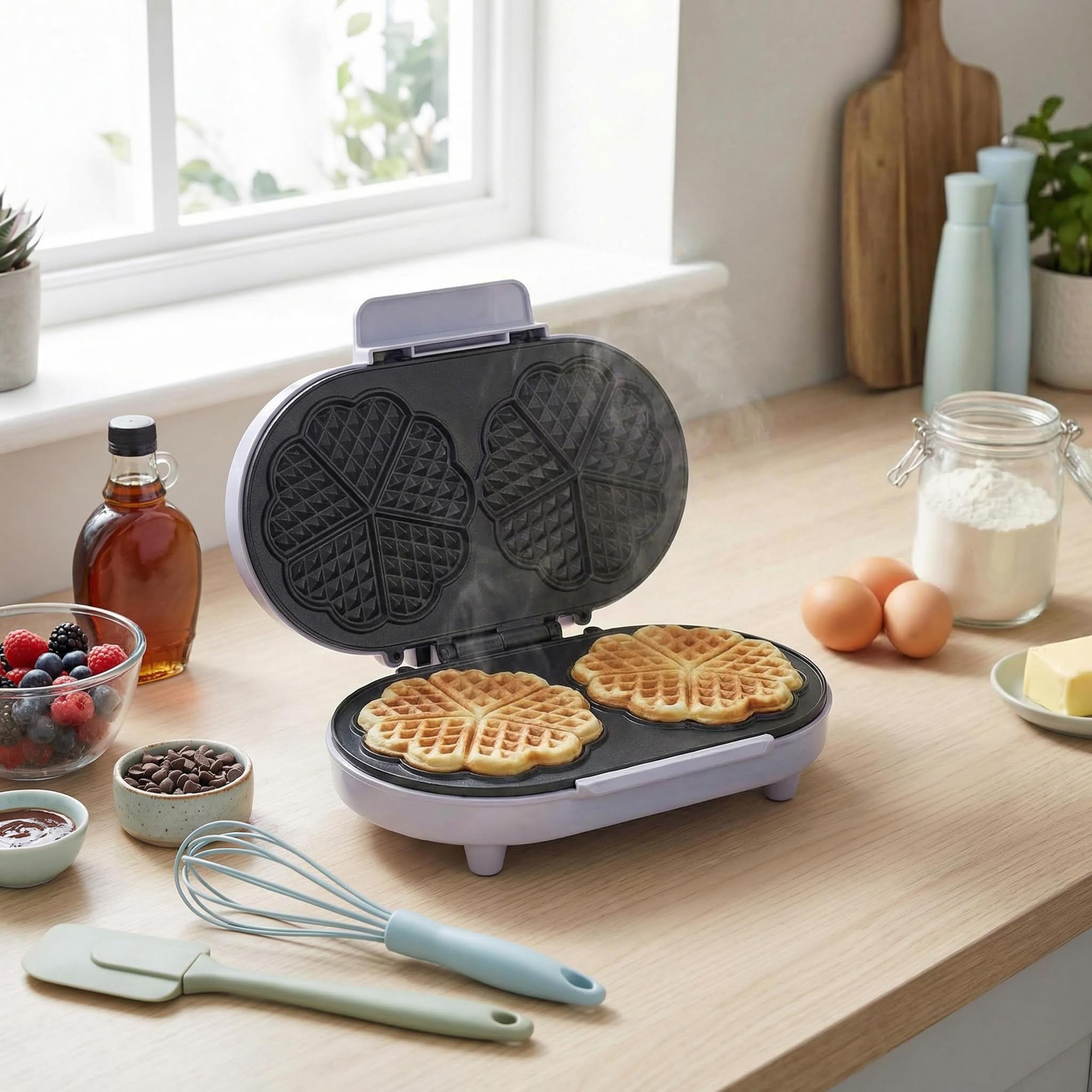 Giles & Posner Sorbet Gloss Piastra per waffle doppio cuore, 34 cm, 1400 W