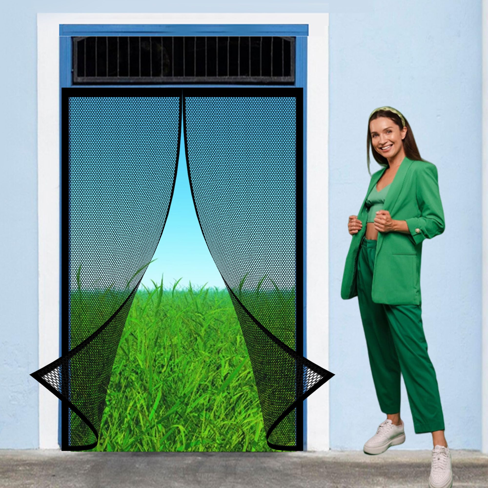 Moustiquaire porte fenetre enroulable rideau porte magnétique noir