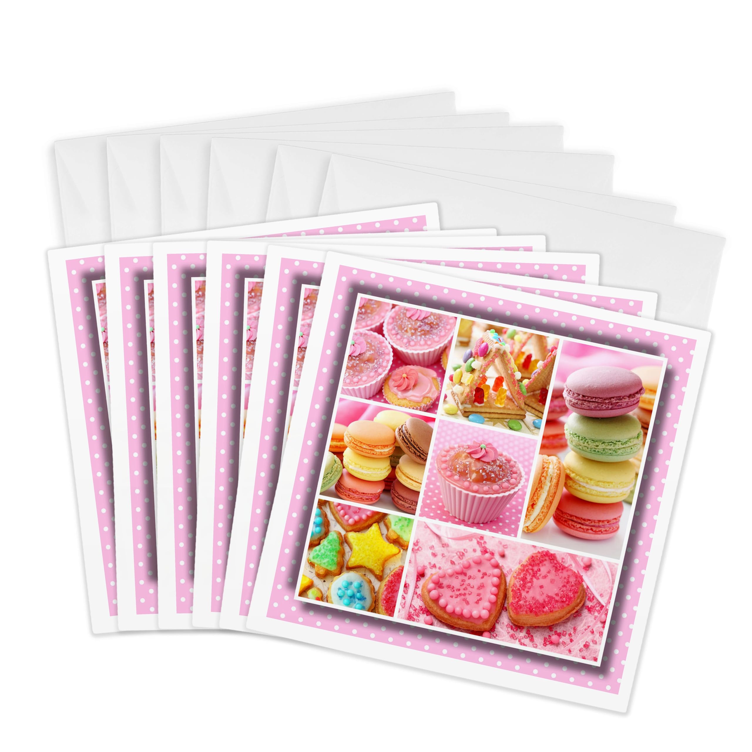 3Drose Cookies and Cakes Collage - Greeting Cards, 6 by 6-inches, Set of 6 (gc_31493_1)