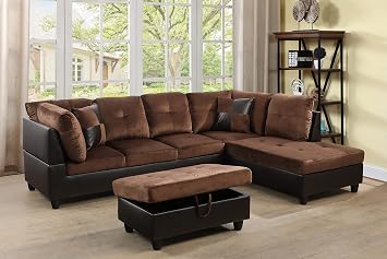 Sectional Couches for Living Room, Living Room Set Sectional Sofa Set with Ottoman, L-Shaped Sectional Couch 103" W for Living Room