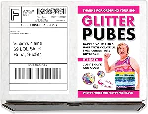 Design Doggie Pranks for Adults Embarrassing Box Gag Postal Mail Glitter Pubes Dazzle Pubic Hair gets Sent Directly to Your Victim 100% Anonymously!