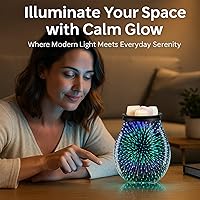 Vista 6 de Leyoue - Calentador eléctrico de cera con forma de fuegos artificiales 3D de vidrio con placa de calentamiento PTC, bandeja reutilizable