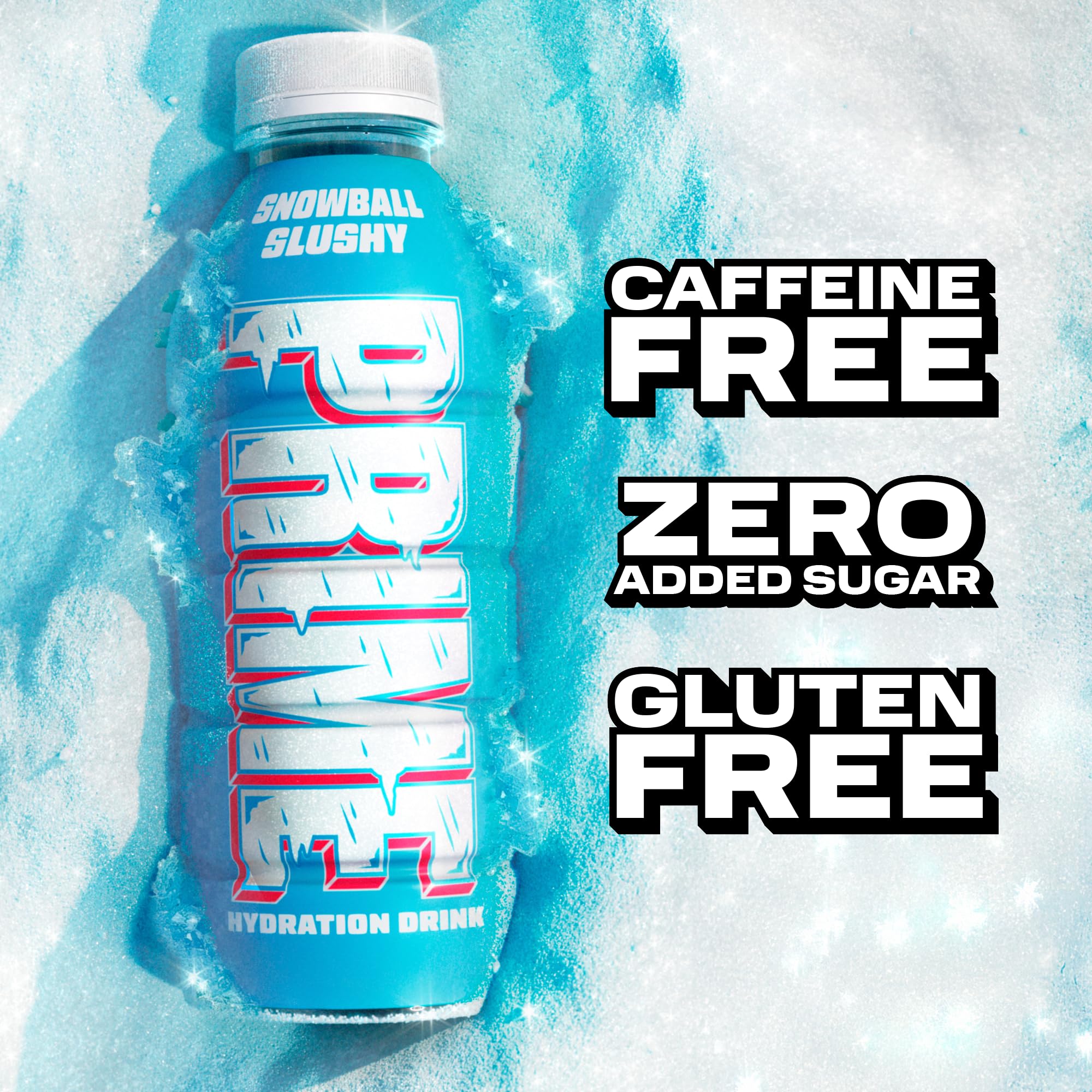 PRIME Hydration, SNOWBALL SLUSHY, Sports Drinks, Electrolyte Enhanced for Replenishing Fluids, 250mg BCAAs, B Vitamins, Antioxidants, Low Sugar, 16.9 Fl Oz, 12 Pack