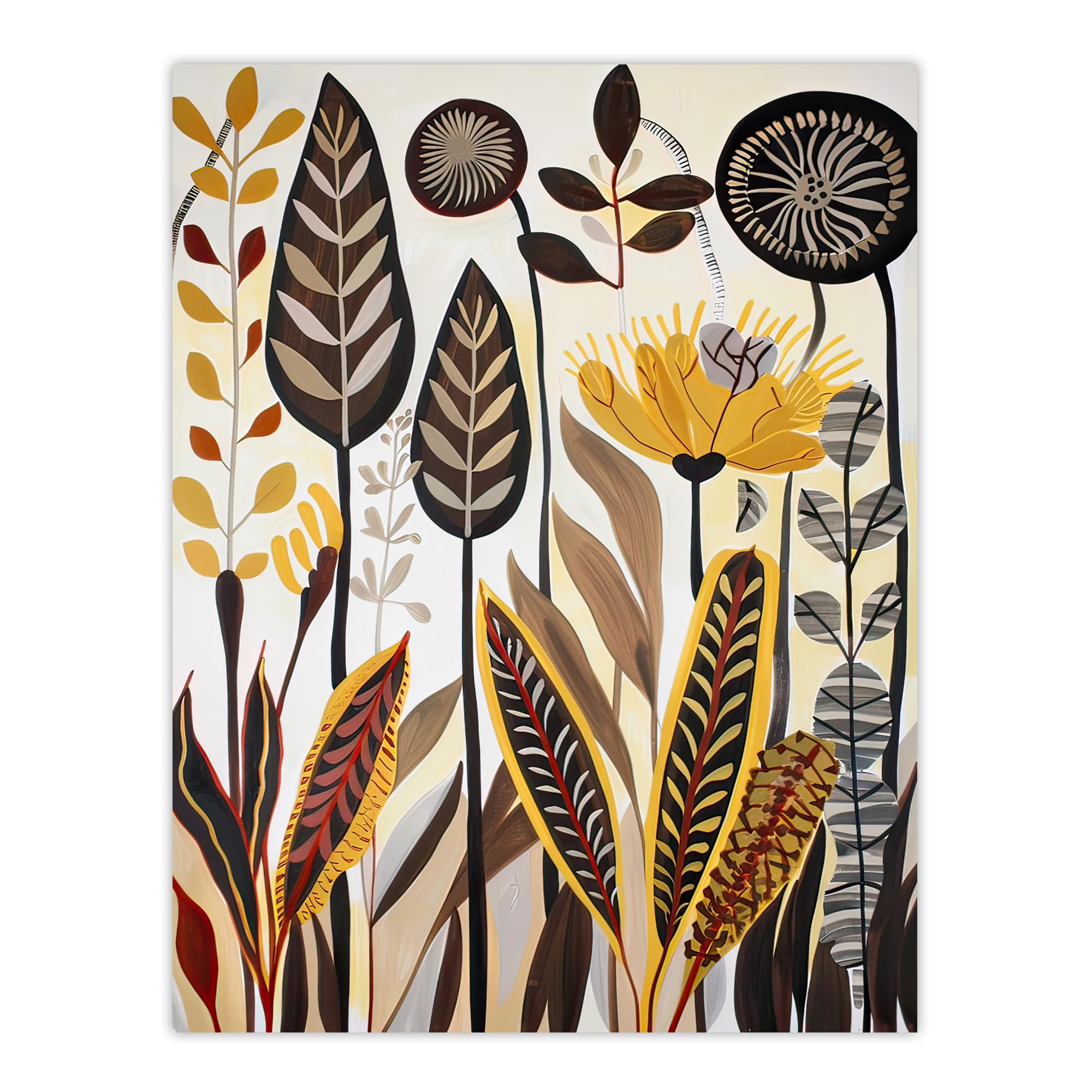 Artery8 Rustic Abstract Wildflowers Painting Folk Art Living Room Large Wall Art Poster Print Thick Paper 18X24 Inch