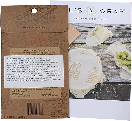 Miniatura 3 de Bee's Wrap - Paquete individual grande - Fabricado en los Estados Unidos con algodón orgánico certificado - Sin plástico y silicona - Envoltura de