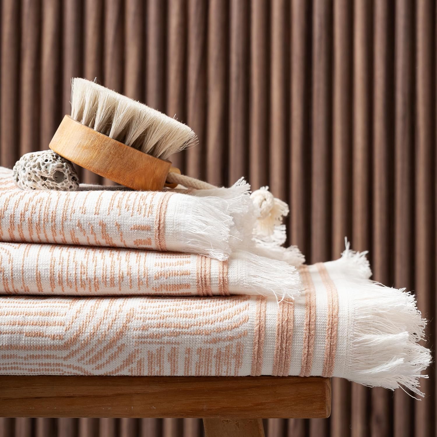 SOFE H&L | Arcana Luxury Turkish Cotton Towels Set of 3 (1 Bath Towel 1 Hand Towel 1 Wash Cloth) Macaron | Thin Bath Towels, Soft, Durable, Absorbent - Hotel Quality Towel Sets for Bathroom