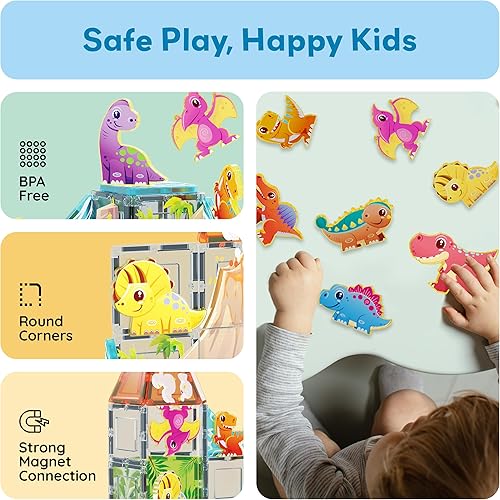 Miniatura 50 de PicassoTiles Juego de 8 piezas de bloques de construcción magnéticos de Metro City con figuras de acción magnetizadas compatibles con kits de 8pc