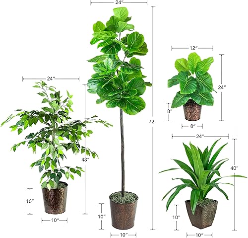 Miniatura 2 de LCG Florals - Árbol artificial de 6 pies para interiores en maceta de cobre, planta falsa de casa y decoración del hogar para sala de estar,