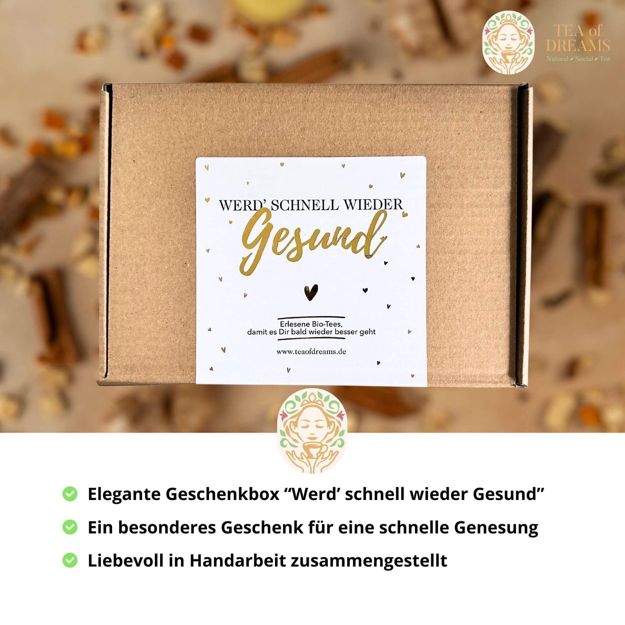 Gute Besserung Tee Geschenk – Das Genesungsgeschenk für Männer und Frauen - get well soon