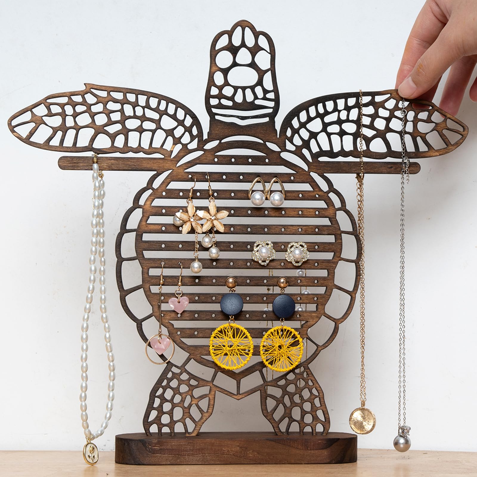 Tnstbiee Jewelry Organizer Stand Display - Unique Turtle Design for Earrings, Necklaces, and Bracelets - Wall Mountable - Great Gift Idea - Cute Home Decor