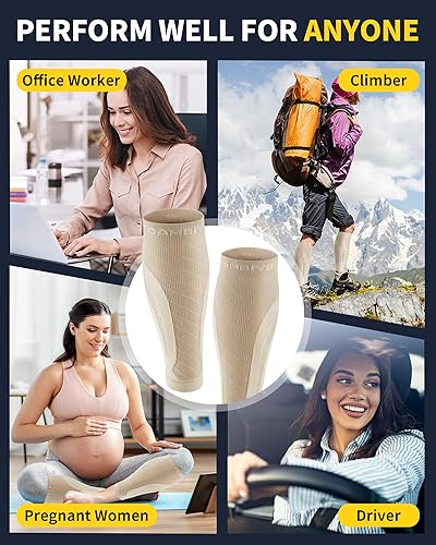 Vista 12 de CAMBIVO 3 pares de mangas de compresión de pantorrilla para hombres y mujeres, calcetines de compresión sin pies para espinillas, alivio del dolor