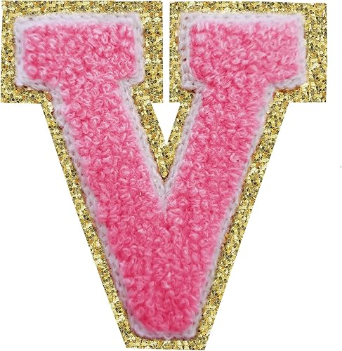 Miniatura 274 de Parches de letras termo-adhesivas de felpilla para chaquetas, parches de letras universitarias con brillantina para planchar en la letra azul A